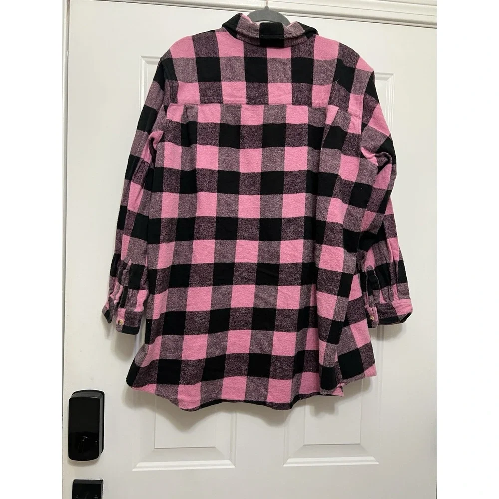 Roaman's Plaid Fleece Zipper Front Jacket Sz B4 100% Cotton Pink‎ 2XL Outdoors